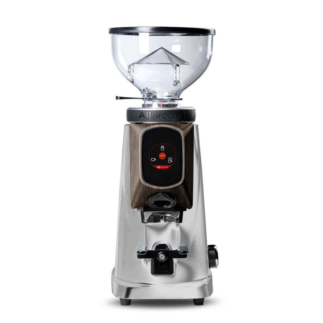 allground classic grinder bright silver with oak